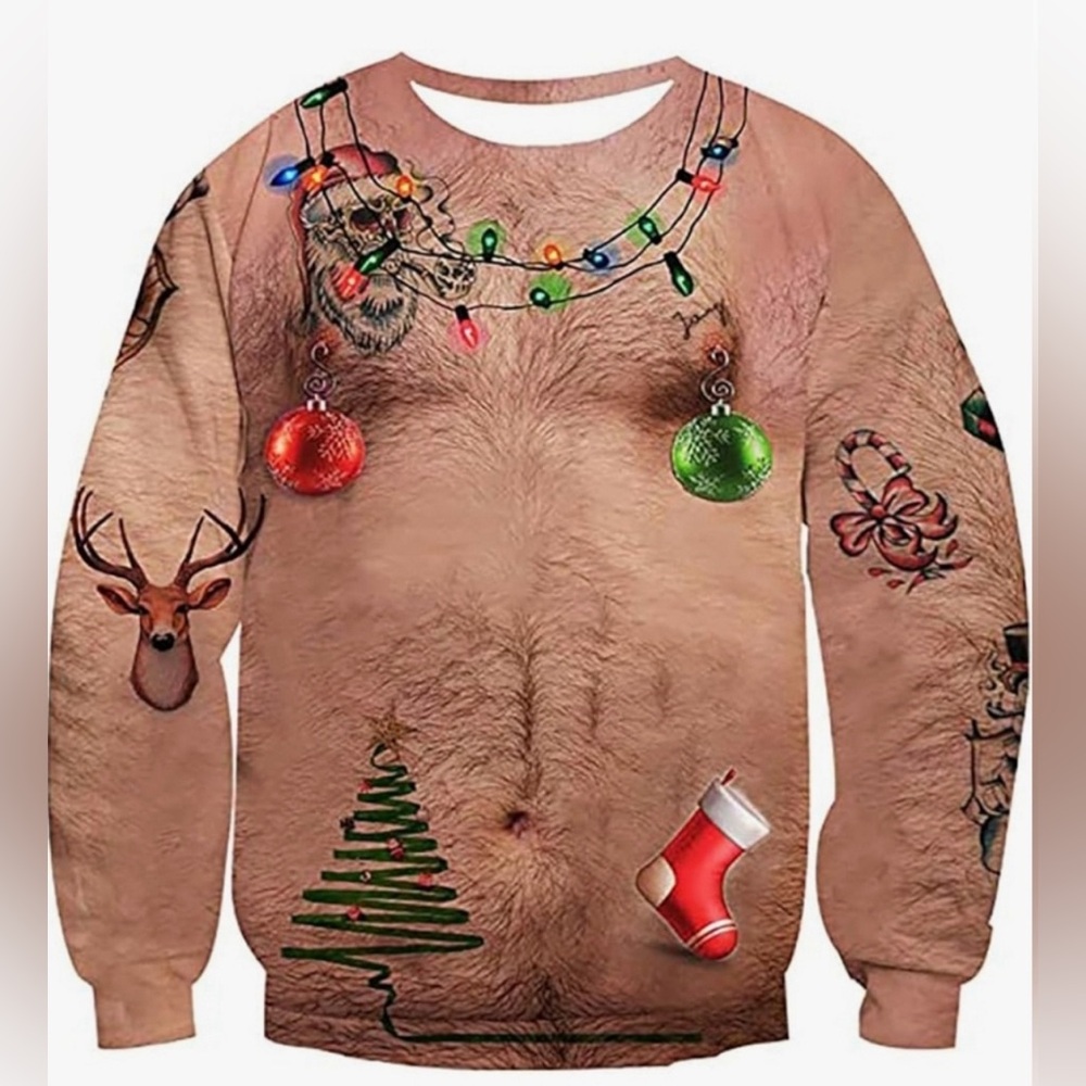Unisex Festive 3D Print Novelty Christmas Sweater Ugly Christmas Sweatshirt XXL